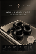 Interior design documentation Canva template by A SPACE Method for designers to create professional client presentations, selections, renovation plans, and project documentation.